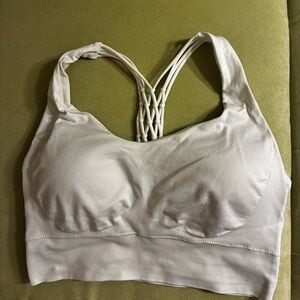 - ProFit Sports Bra White Strappy Racerback L Activewear Outdoors Removable Pads